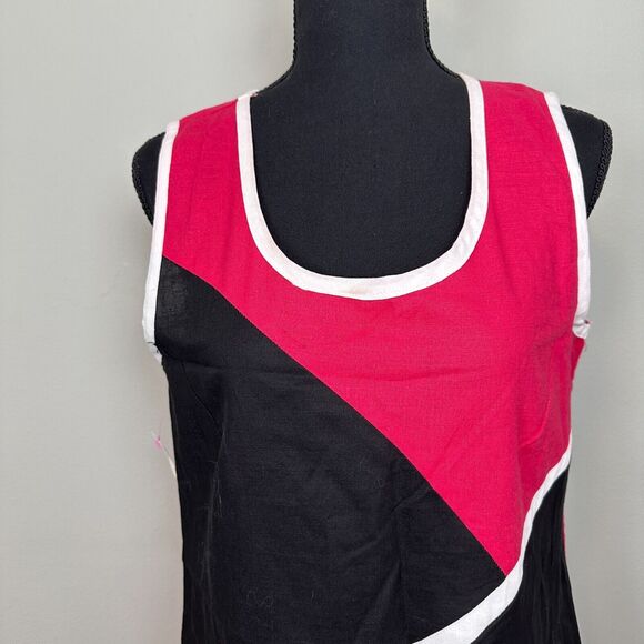 Lisa Rene Tunic Small Pink Colorblock Linen Layer Lagenlook Wearable Artsy Boho - Picture 3 of 14